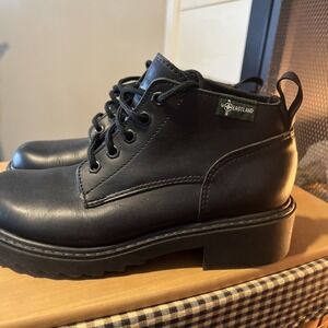 Vintage Eastland Womens Boots SZ 7M Chunky Black  Leather 90s Lace Up Ankle USA